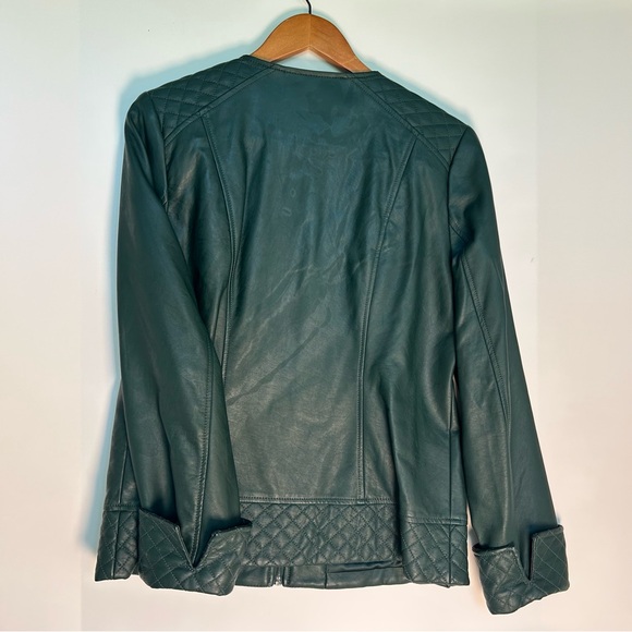 D.Co Women's Dark Green Quilted Faux Leather Jacket M ✨Flawless Condition✨ - Picture 3 of 3